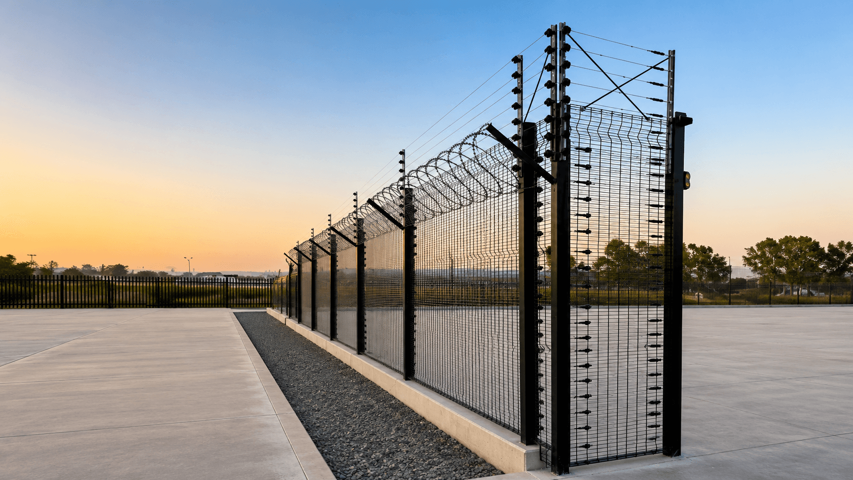 Commercial industrial perimeter fencing and controlled site access